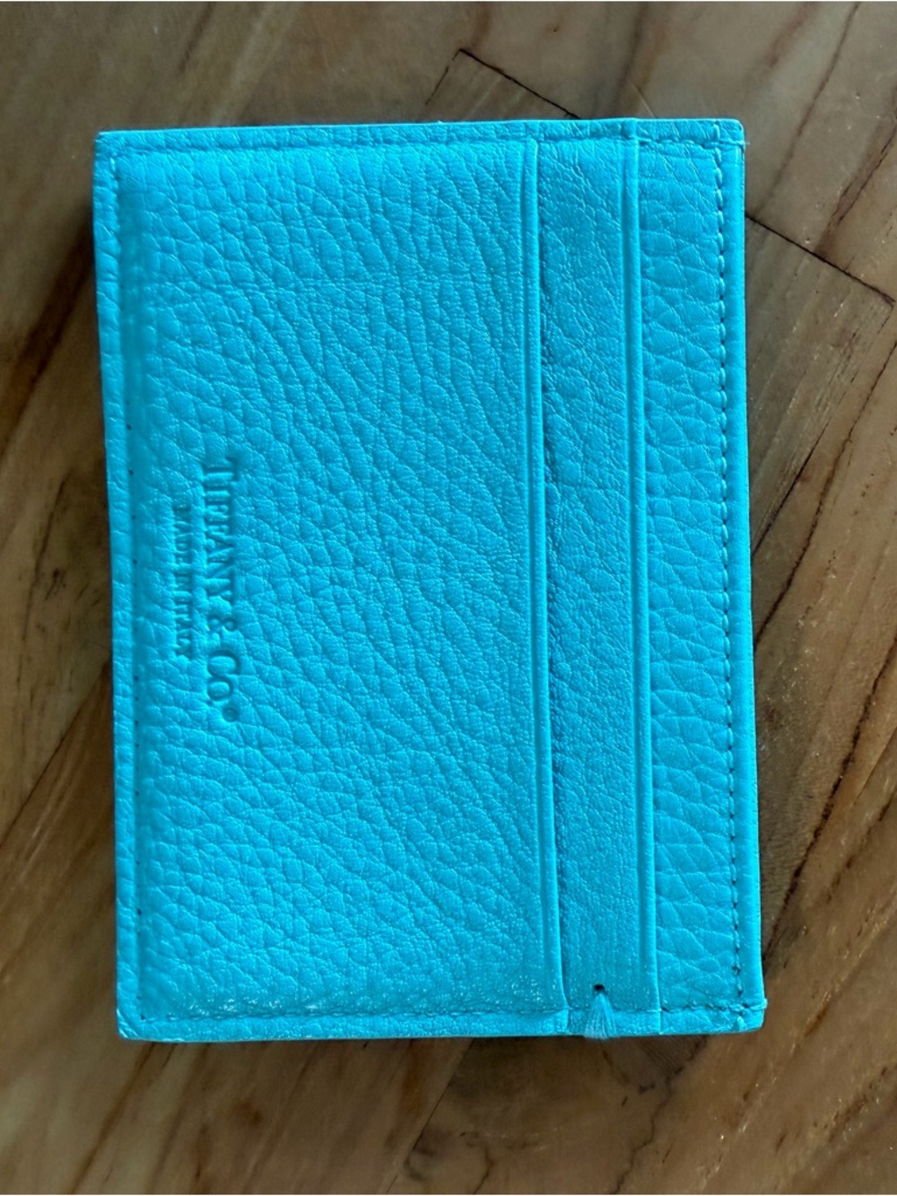 Tiffany & Co. Turquoise Pebbled Leather Card Sleeve